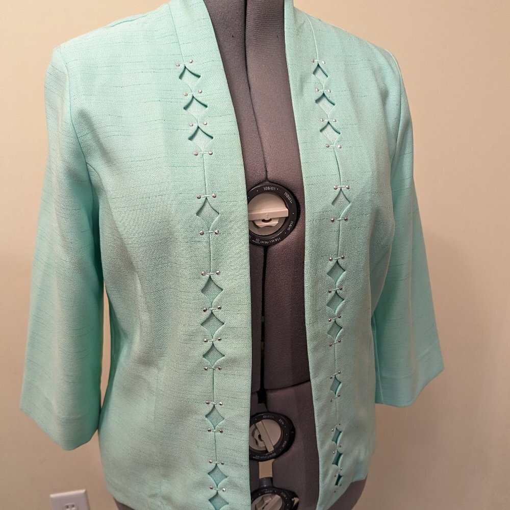 VINTAGE Alfred Dunner mint green swing blazer - size 8
